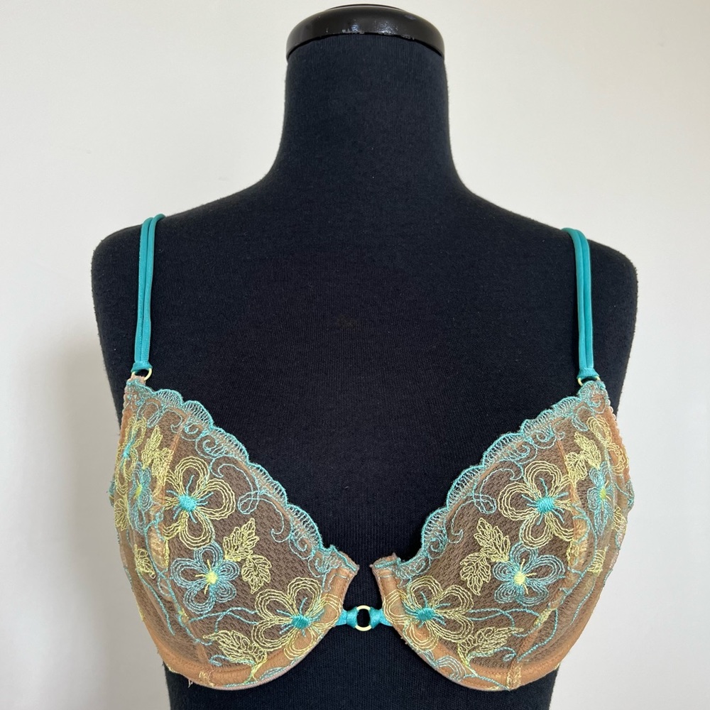 Y2K Victoria’s Secret Sheer Embroidered Bra, 34C